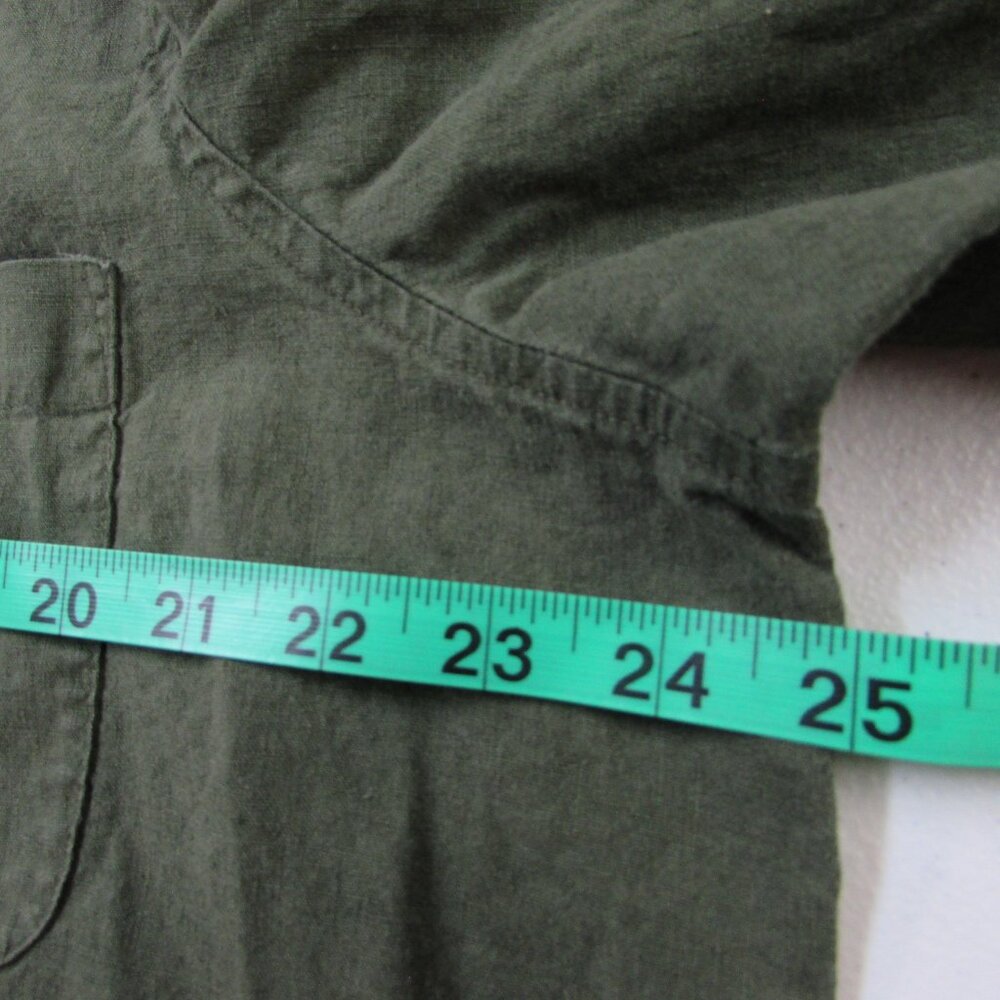Liz Baker Woman Olive Green Linen/Cotton Button Down Top 1X - Picture 6 of 12